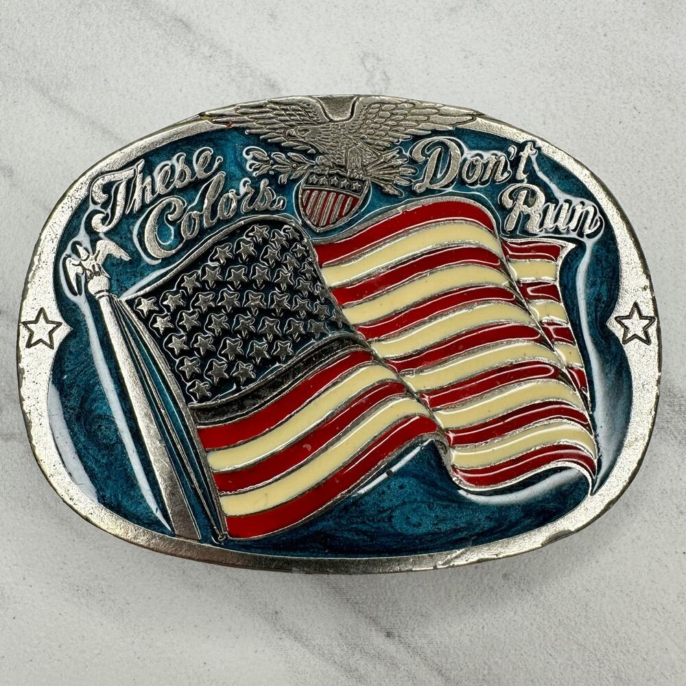 Vintage Buckle Bakery These Colors Don't Run 1985 Belt Buckle Made in USA ✨